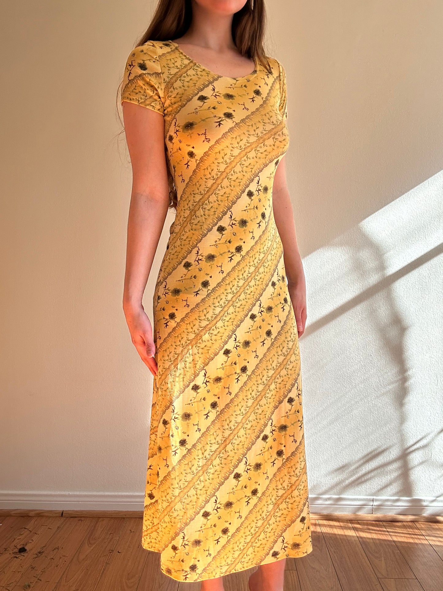 Yellow Floral Prairie Midi Dress