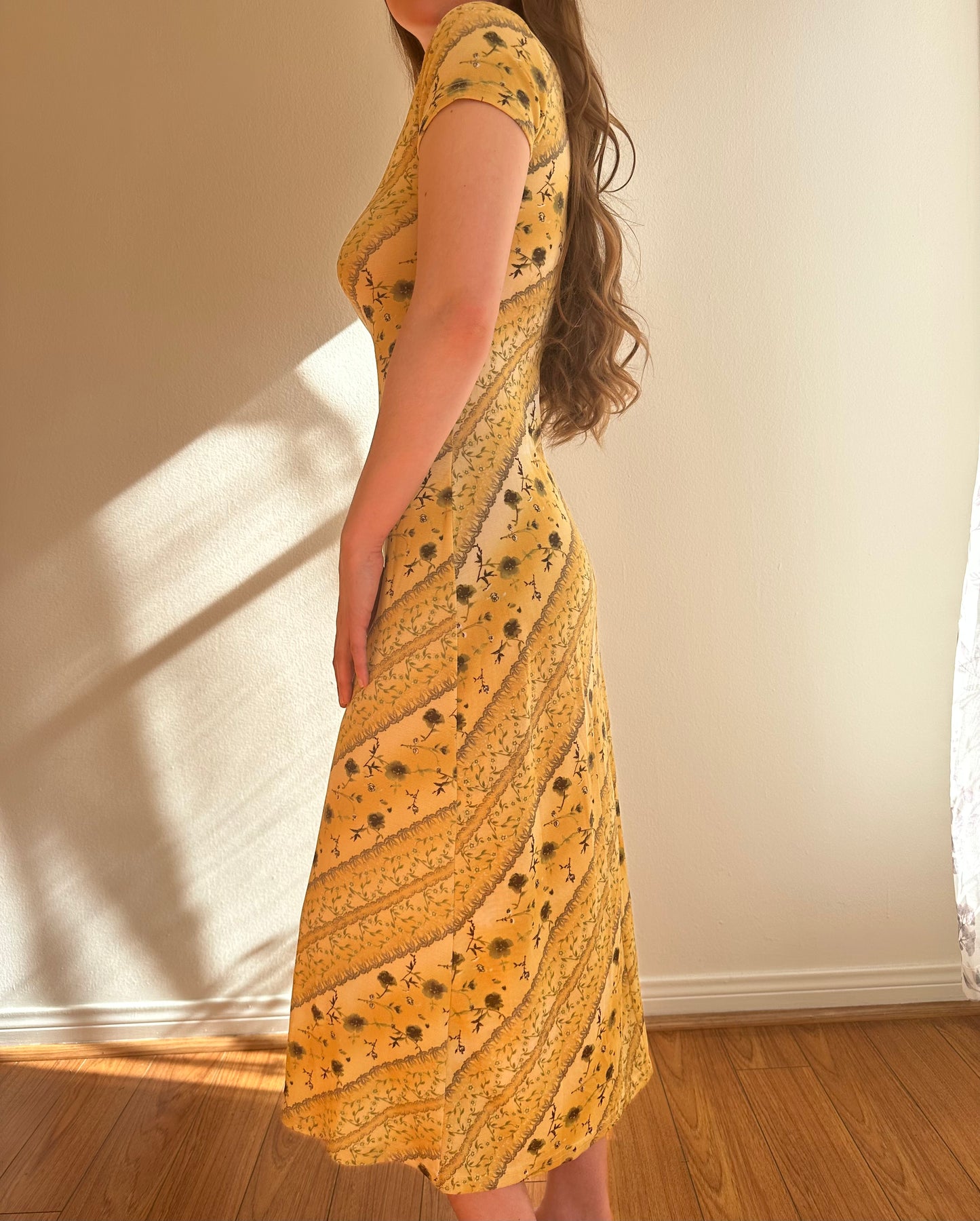 Yellow Floral Prairie Midi Dress