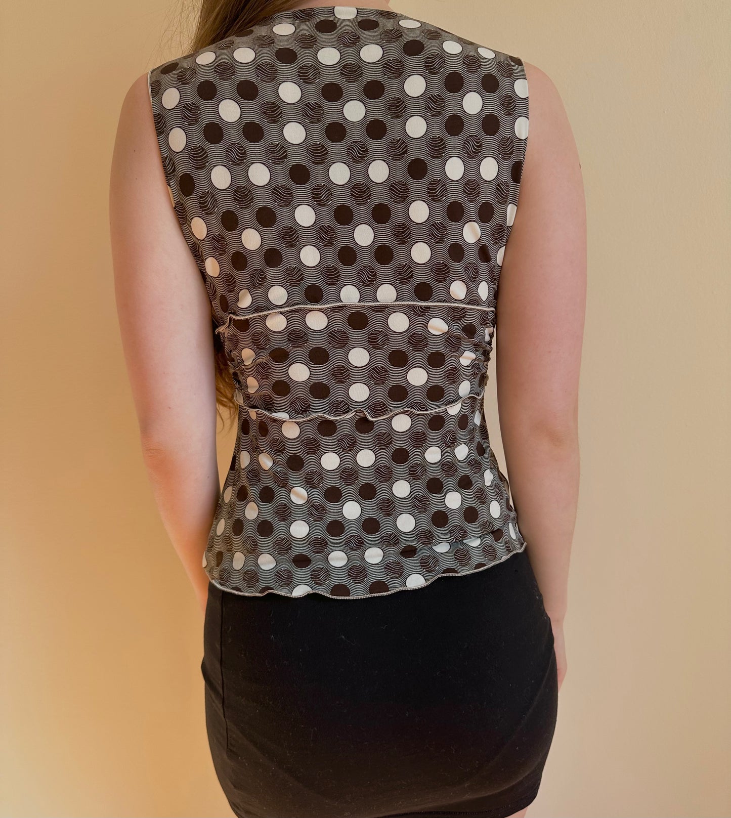 Polka Dot Mesh Sleeveless Top